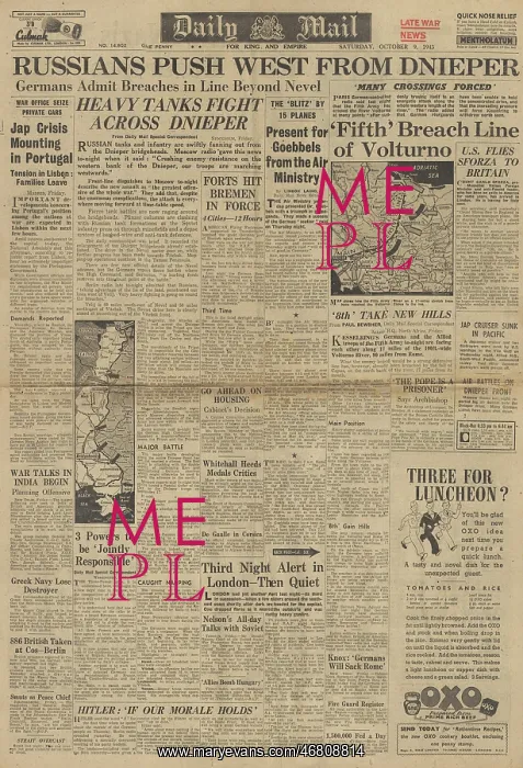: Daily Mail front page Red Army advance on Eastern Front : Daily Mail front page Red Army advance on Eastern Front