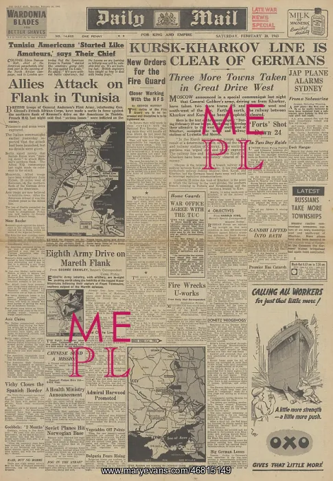: Daily Mail front page Red Army advance on Eastern Front : Daily Mail front page Red Army advance on Eastern Front