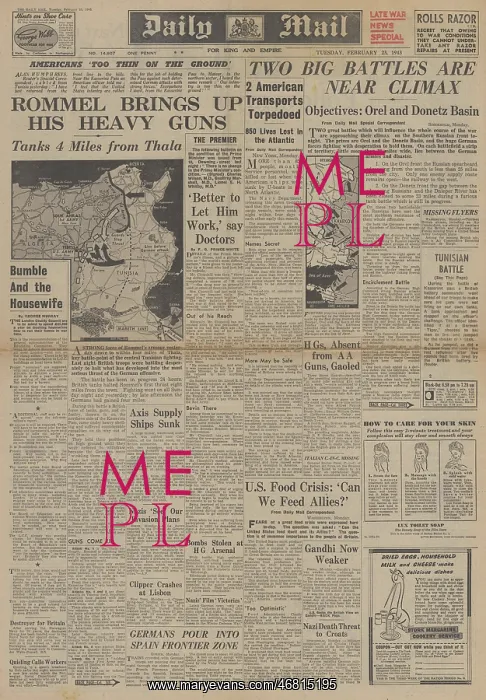 : Daily Mail front page Red Army advance on the Eastern Front : Daily Mail front page Red Army advance on the Eastern Front