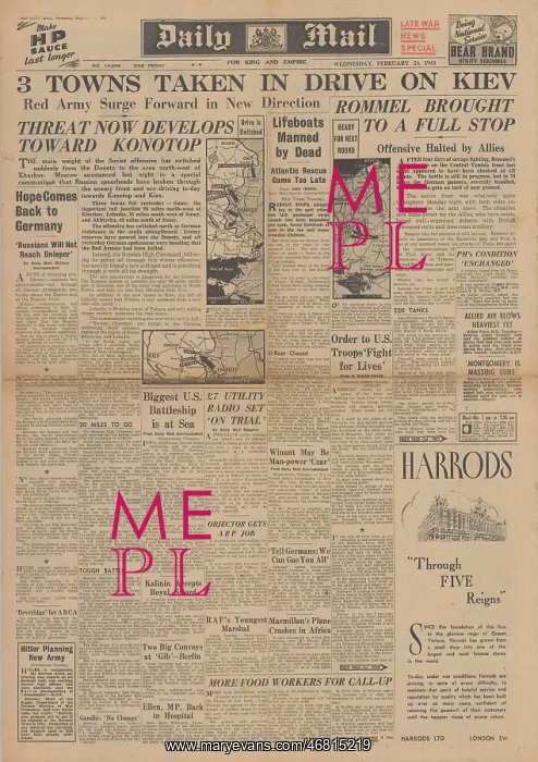 : Daily Mail front page Red Army advance on the Eastern Front : Daily Mail front page Red Army advance on the Eastern Front