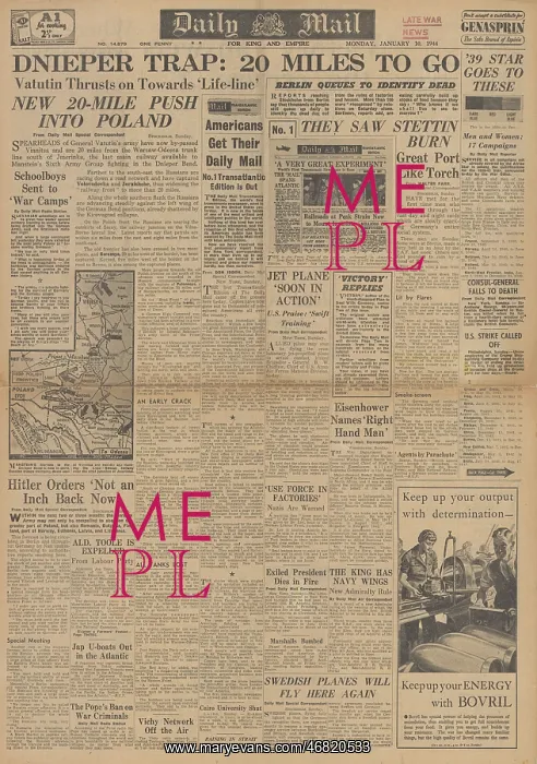 : Daily Mail front page Red Army advance on Eastern Front : Daily Mail front page Red Army advance on Eastern Front