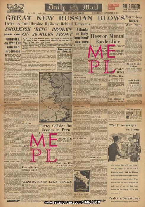 : Daily Mail front page Red Army advance on Eastern Front : Daily Mail front page Red Army advance on Eastern Front