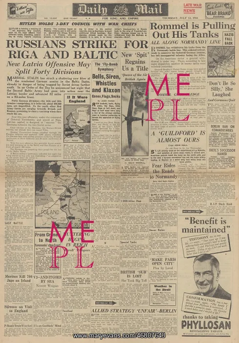 : Daily Mail front page Red Army advance on Riga : Daily Mail front page Red Army advance on Riga