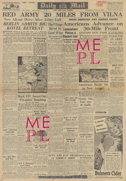 : Daily Mail front page Red Army advance on Vilna : Daily Mail front page Red Army advance on Vilna