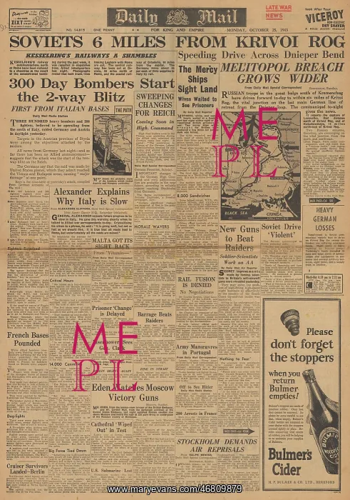 : Daily Mail front page Red Army advances on Eastern Front : Daily Mail front page Red Army advances on Eastern Front