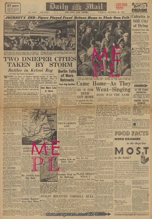 : Daily Mail front page Red Army advances on Eastern Front : Daily Mail front page Red Army advances on Eastern Front