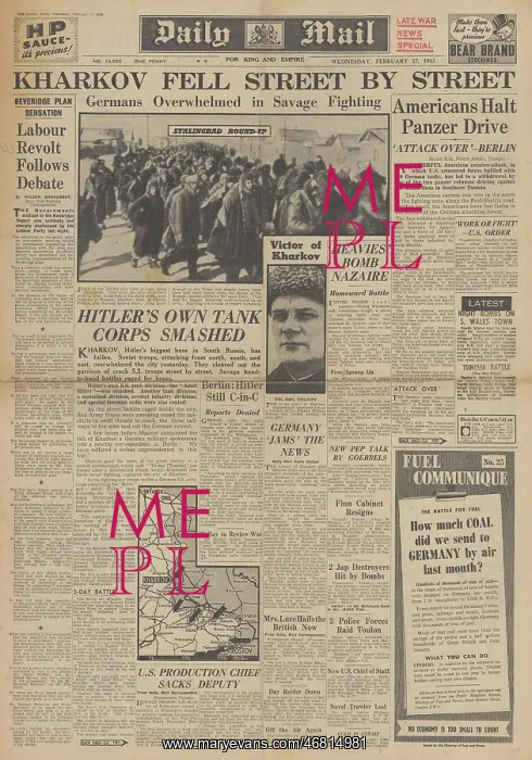 : Daily Mail front page Red Army capture Kharkov : Daily Mail front page Red Army capture Kharkov