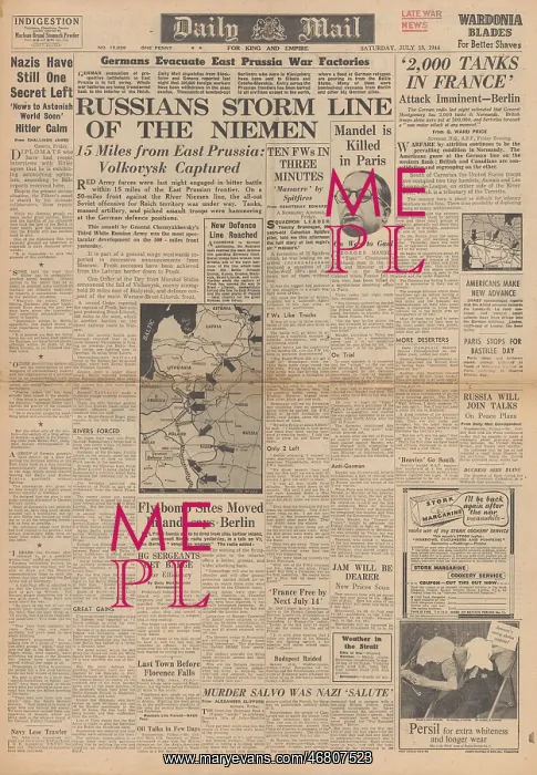 : Daily Mail front page Red Army capture Volkovysk : Daily Mail front page Red Army capture Volkovysk