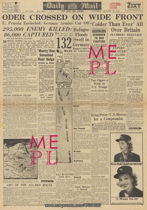 : Daily Mail front page Red Army cross the Oder : Daily Mail front page Red Army cross the Oder