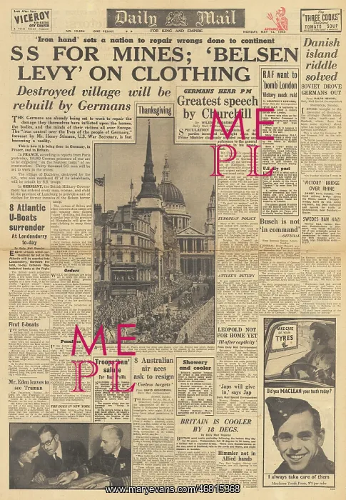 : Daily Mail front page SS prisoners to work in mines : Daily Mail front page SS prisoners to work in mines