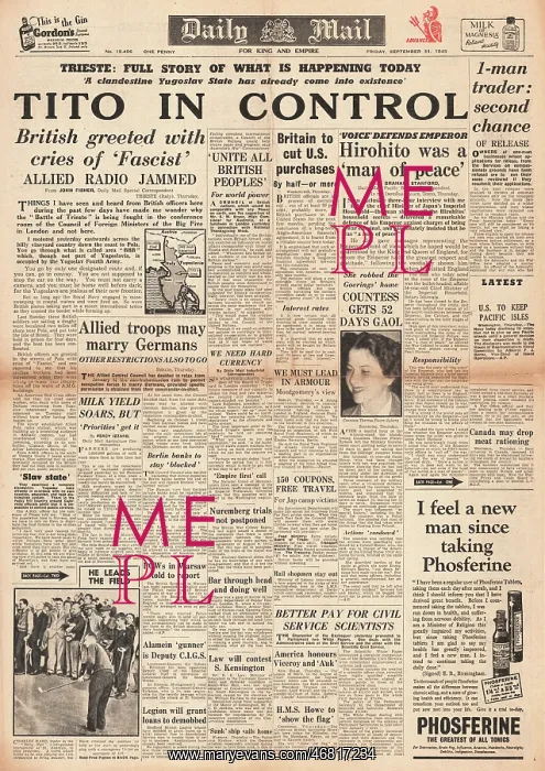 : Daily Mail front page Tito in control in Trieste : Daily Mail front page Tito in control in Trieste