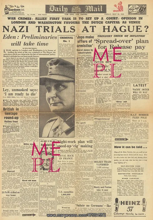 : Daily Mail front page War crimes trials : Daily Mail front page War crimes trials