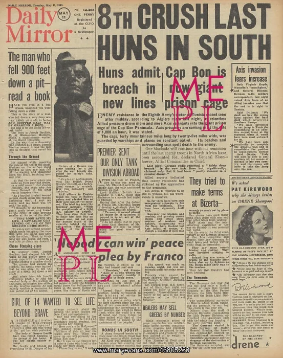 : Daily Mirror - Axis forces surrender in North Africa : Daily Mirror - Axis forces surrender in North Africa