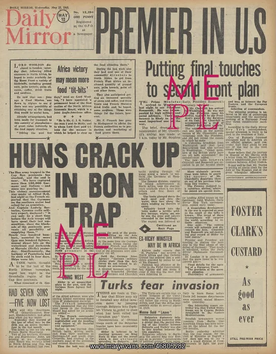 : Daily Mirror - Axis forces surrender in North Africa : Daily Mirror - Axis forces surrender in North Africa