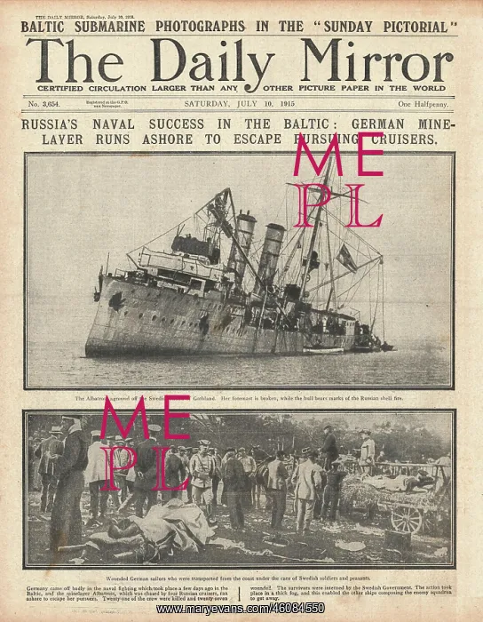 : Daily Mirror German Mine Layer Albatross runs aground in the : Daily Mirror German Mine Layer Albatross runs aground in the