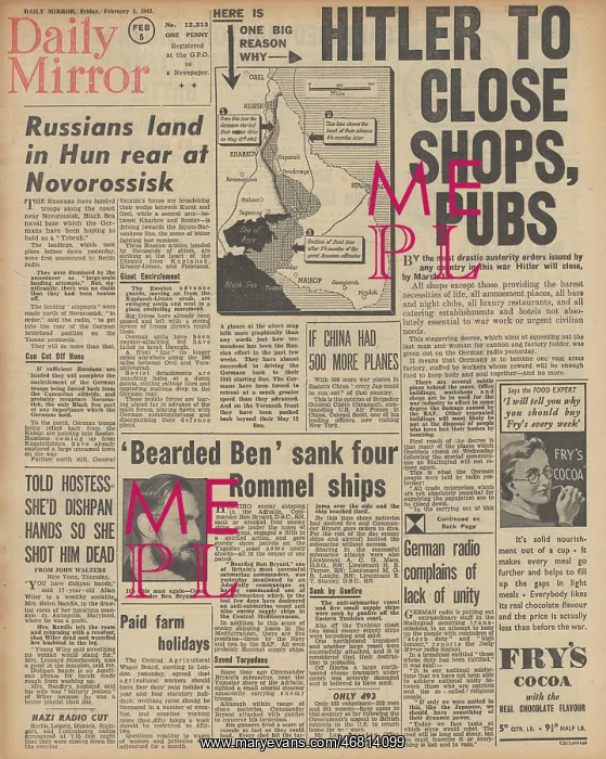 : Daily Mirror - Hitler orders closure of shops and pubs : Daily Mirror - Hitler orders closure of shops and pubs