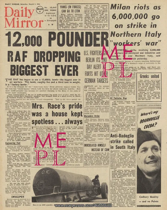 : Daily Mirror front page US Air Force bomb Berlin : Daily Mirror front page US Air Force bomb Berlin