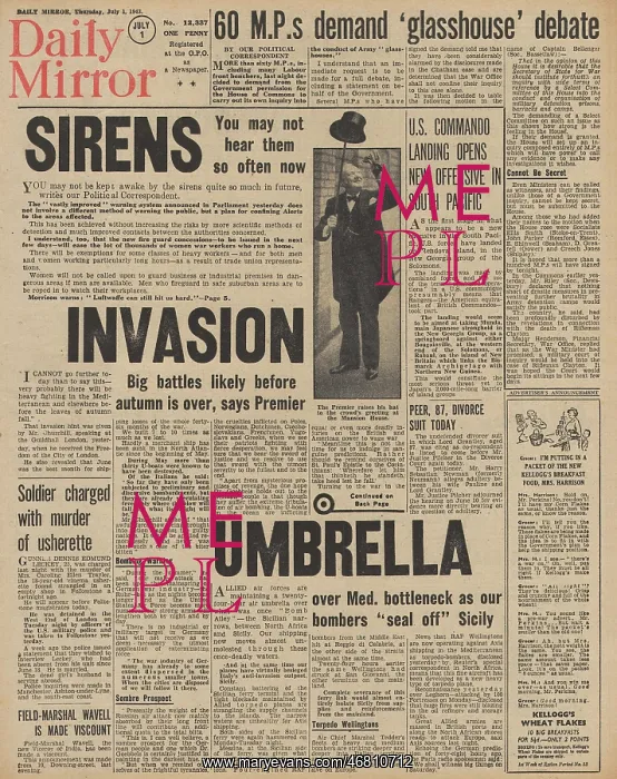 : Daily Mirror front page Air raid sirens : Daily Mirror front page Air raid sirens