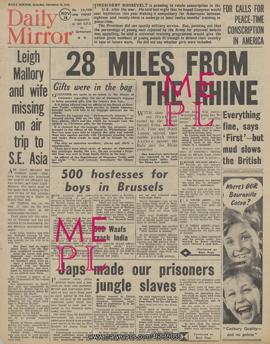 : Daily Mirror front page Allied winter offensive : Daily Mirror front page Allied winter offensive