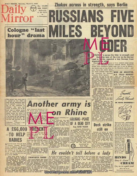 : Daily Mirror front page Allies capture Cologne : Daily Mirror front page Allies capture Cologne
