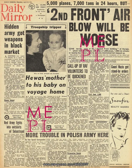 : Daily Mirror front page Allies step up bombing offensive : Daily Mirror front page Allies step up bombing offensive