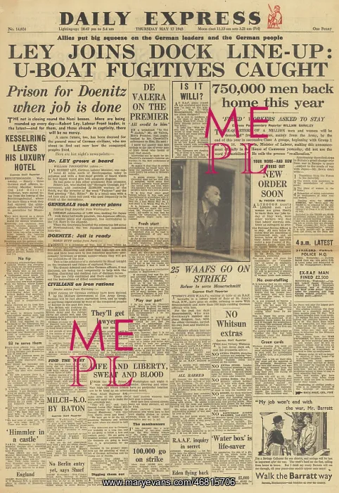 : Daily Mirror front page Arrest of Robert Ley : Daily Mirror front page Arrest of Robert Ley