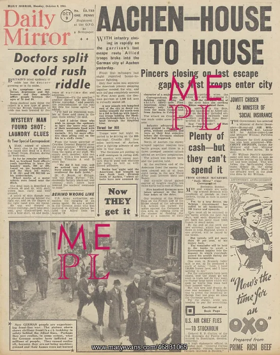 : Daily Mirror front page Battle for Aachen : Daily Mirror front page Battle for Aachen
