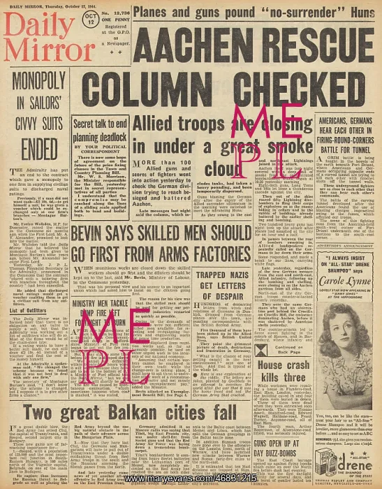: Daily Mirror front page Battle for Aachen : Daily Mirror front page Battle for Aachen
