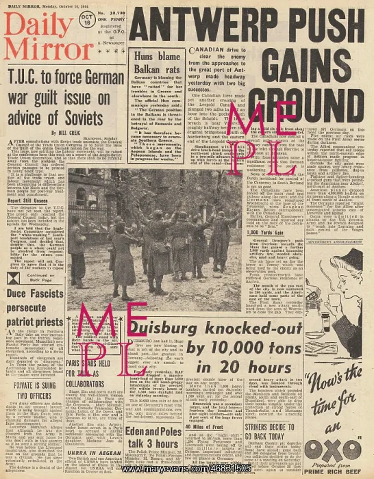 : Daily Mirror front page Battle for Antwerp : Daily Mirror front page Battle for Antwerp