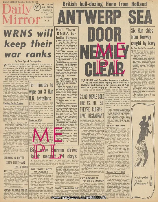 : Daily Mirror front page Battle for Antwerp : Daily Mirror front page Battle for Antwerp