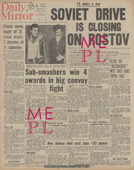 : Daily Mirror front page Battle of the Atlantic : Daily Mirror front page Battle of the Atlantic