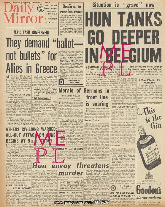 : Daily Mirror front page Battle of the Bulge : Daily Mirror front page Battle of the Bulge