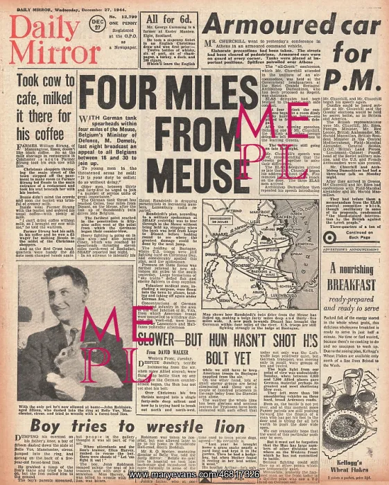: Daily Mirror front page Battle of the Bulge : Daily Mirror front page Battle of the Bulge