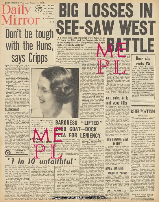 : Daily Mirror front page Battle of the Bulge : Daily Mirror front page Battle of the Bulge