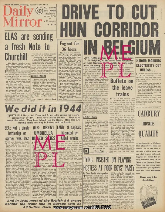 : Daily Mirror front page Battle of the Bulge : Daily Mirror front page Battle of the Bulge