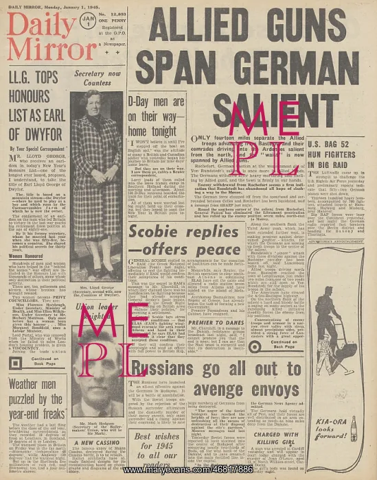 : Daily Mirror front page Battle of the Bulge : Daily Mirror front page Battle of the Bulge