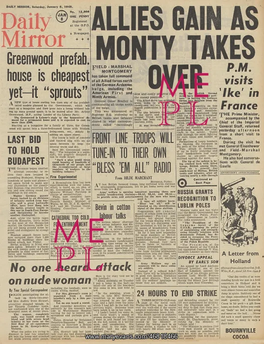 : Daily Mirror front page Battle of the Bulge : Daily Mirror front page Battle of the Bulge