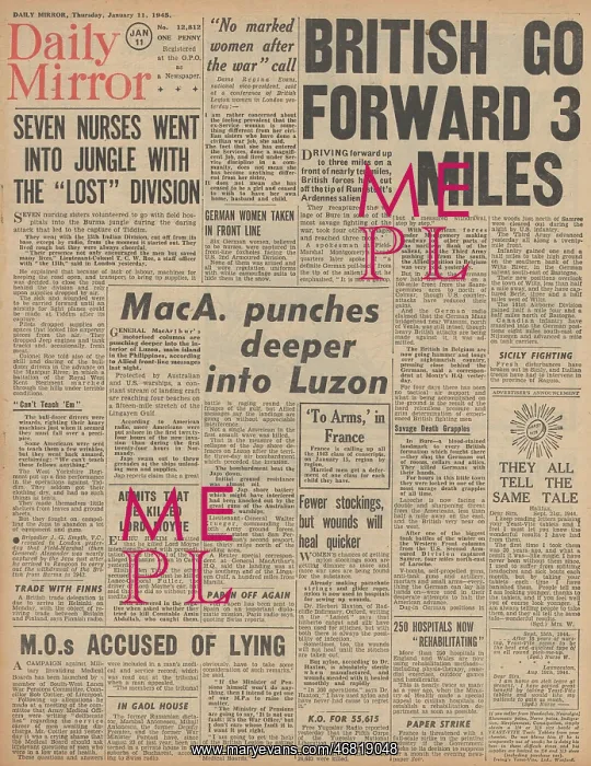 : Daily Mirror front page Battle of the Bulge : Daily Mirror front page Battle of the Bulge
