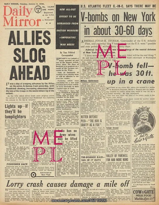 : Daily Mirror front page Battle of the Bulge : Daily Mirror front page Battle of the Bulge