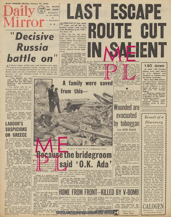 : Daily Mirror front page Battle of the Bulge : Daily Mirror front page Battle of the Bulge