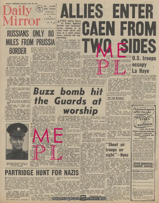 : Daily Mirror front page Battle for Caen : Daily Mirror front page Battle for Caen