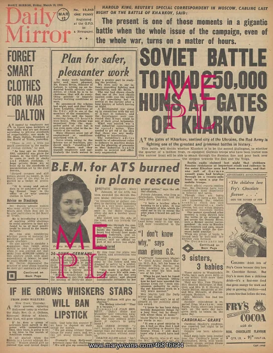 : Daily Mirror front page Battle for Kharkov : Daily Mirror front page Battle for Kharkov