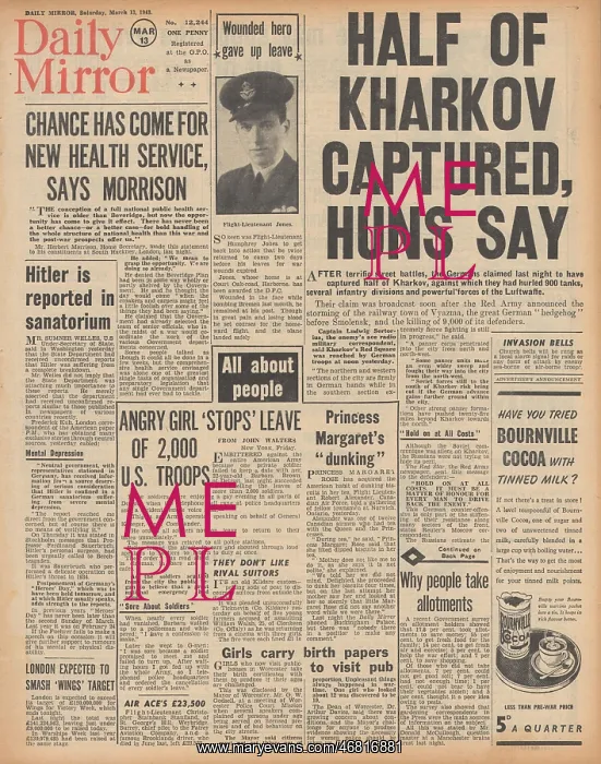 : Daily Mirror front page Battle for Kharkov : Daily Mirror front page Battle for Kharkov