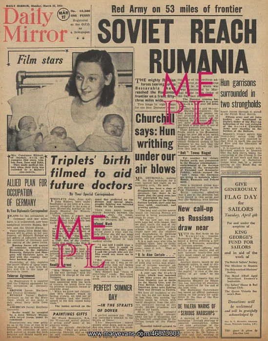  : Daily Mirror front page Battle of Monte Cassino