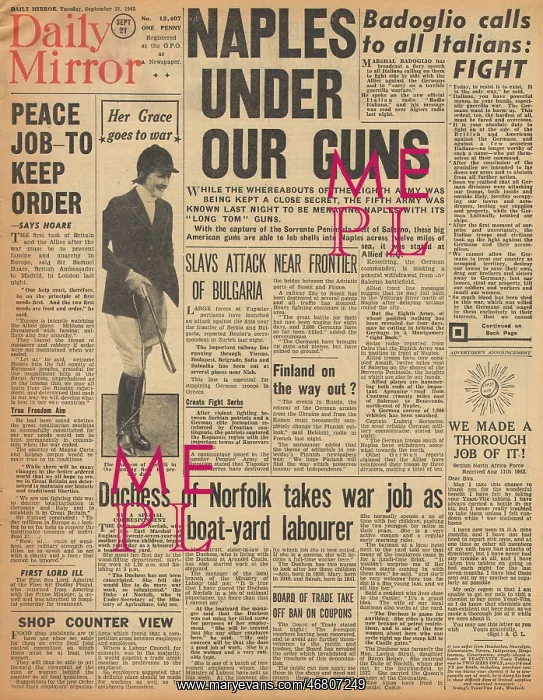 : Daily Mirror front page Battle for Naples : Daily Mirror front page Battle for Naples