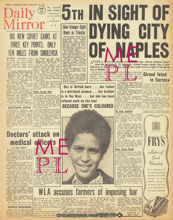 : Daily Mirror front page Battle for Naples : Daily Mirror front page Battle for Naples