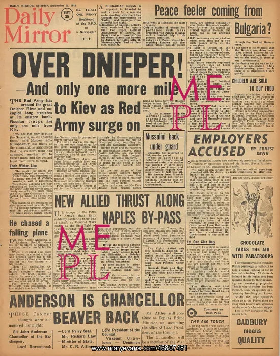 : Daily Mirror front page Battle for Naples : Daily Mirror front page Battle for Naples