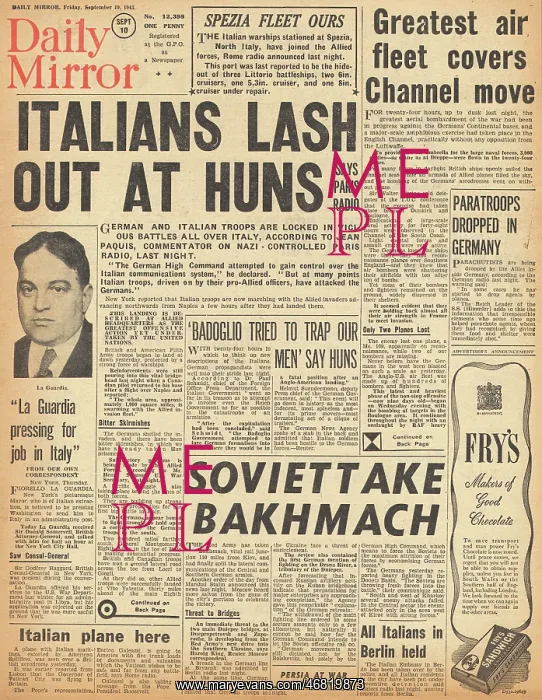 : Daily Mirror front page Battle for Naples : Daily Mirror front page Battle for Naples
