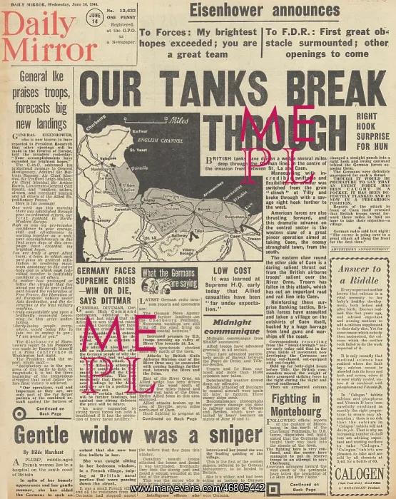 : Daily Mirror front page Battle for Normandy : Daily Mirror front page Battle for Normandy