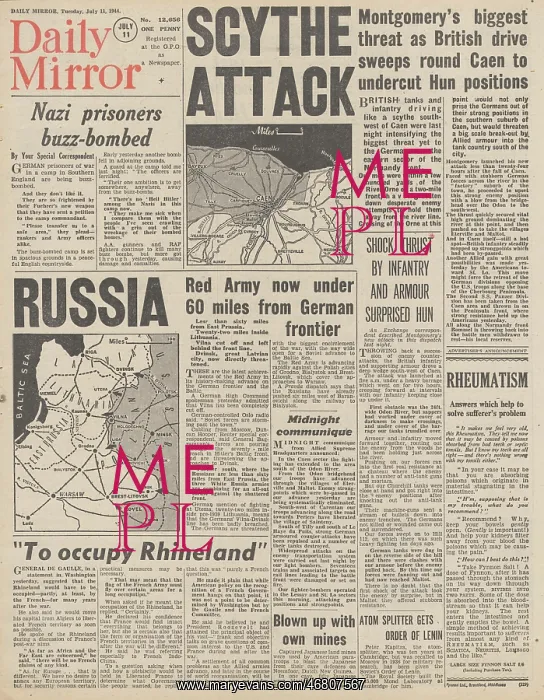 : Daily Mirror front page Battle for Normandy : Daily Mirror front page Battle for Normandy
